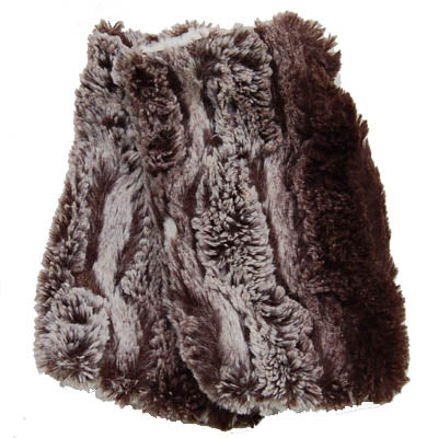 Pearl with Chinchilla in Brown Luxury Faux Fur Fingerless Gloves