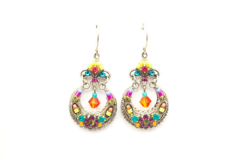 Multi Color Flower Hoop Earrings by Firefly Jewelry