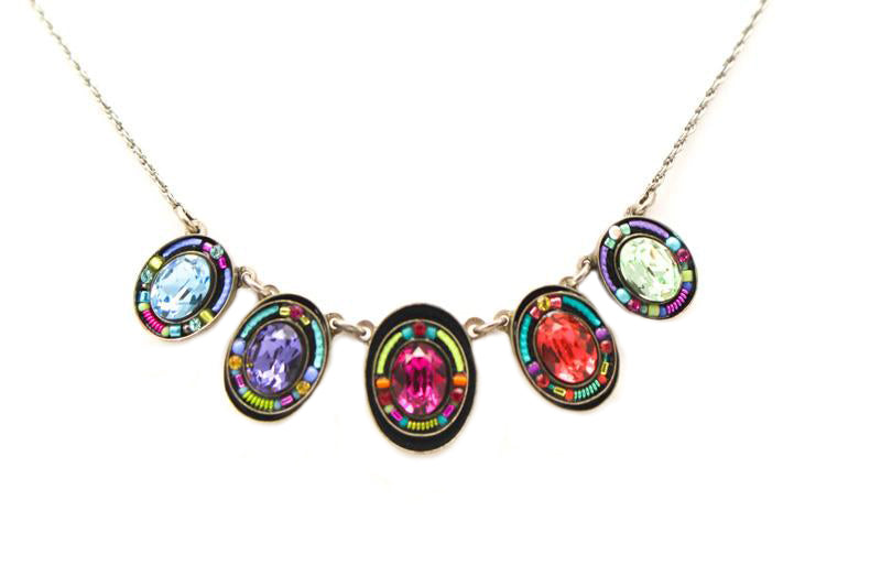 Multi Color Multiple Oval Necklace by Firefly Jewelry