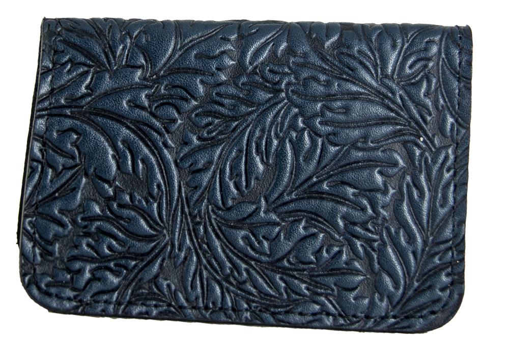 Leather Card Holder - Acanthus in Navy