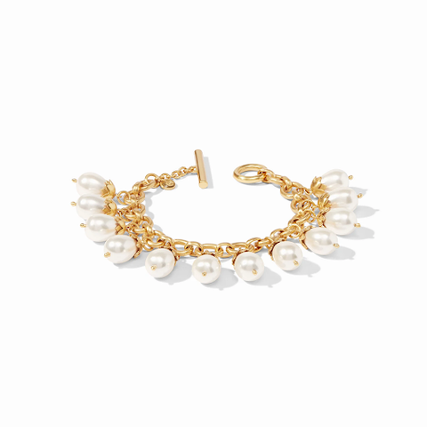 Flora Pearl Charm Gold Pearl Bracelet by Julie Vos