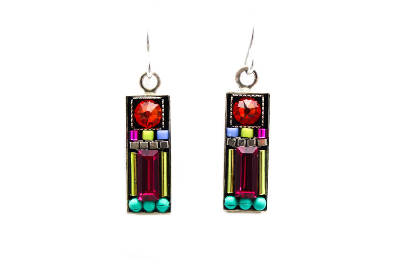 Multi Color Geometric Rectangle Earrings by Firefly Jewelry