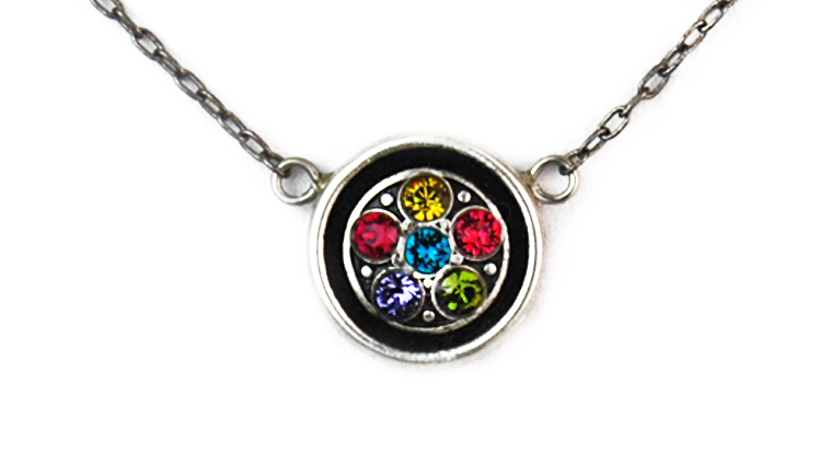 Multi Color Circle Crystal Pendant by Firefly Jewelry