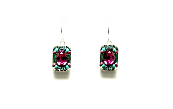 Fuchsia Petite Crystal Earrings by Firefly Jewelry