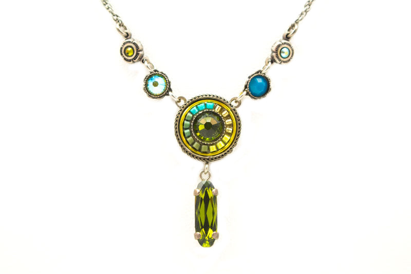 Olivine La Dolce Vita Circle with Drop Necklace by Firefly Jewelry