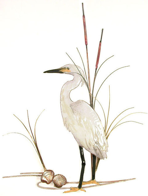 Snowy Egret with Shells Wall Art by Bovano Cheshire
