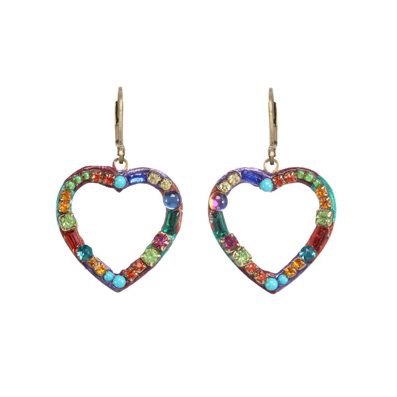 Multi Bright Open Heart Earrings by Michal Golan