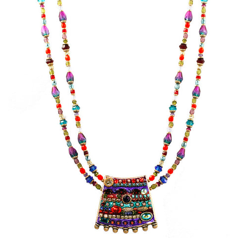 Multi Bright Blade Two Strand Beaded Necklace by Michal Golan