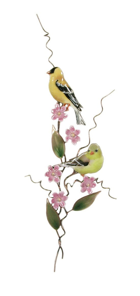 Goldfinch-2 with Pink Asters Wall Art by Bovano Cheshire