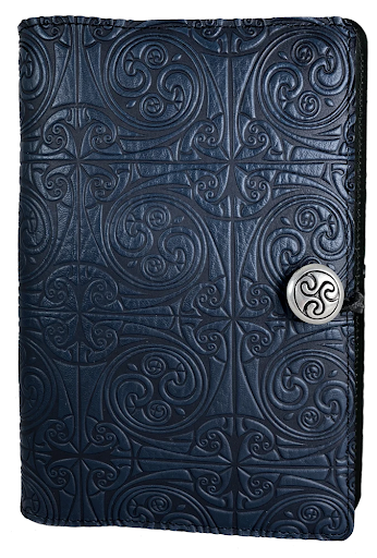 Small Leather Journal - Triskelion Knot in Navy