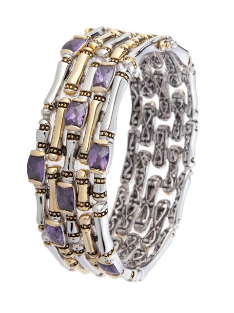 Canias Cor Collection Five Row Hinged Bangle Bracelet Amethyst by John Medeiros