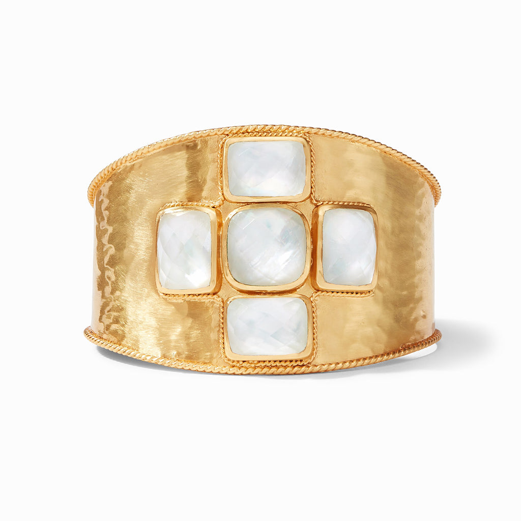 Savoy Cuff Bracelet Gold Iridescent Clear Crystal by Julie Vos