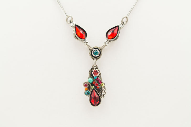 Red Lily Drop Necklace by Firefly Jewelry