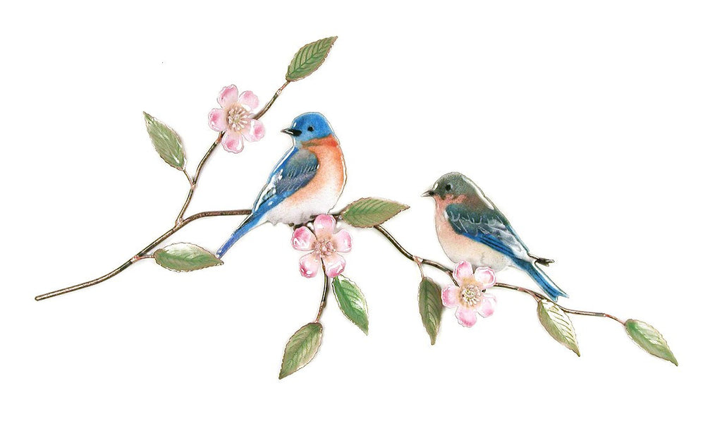 Bluebird Pair with Apple Blossom Wall Art by Bovano Cheshire