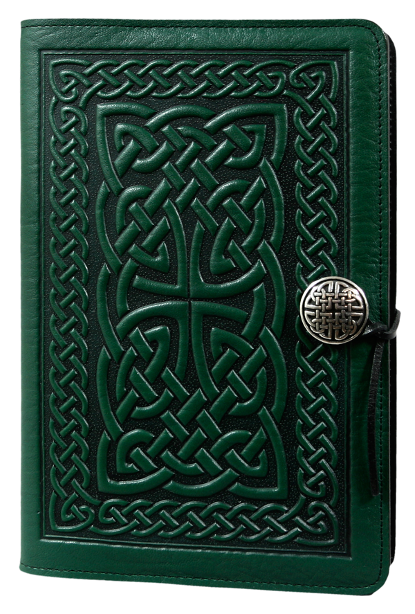 Small Leather Journal - Celtic Braid in Green