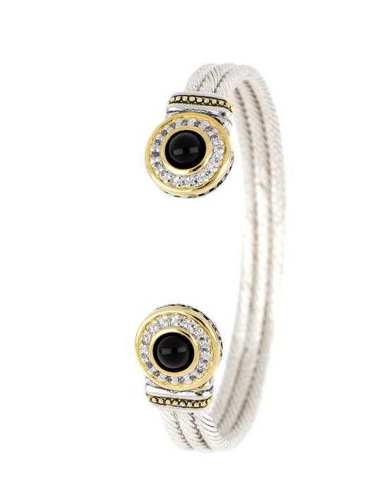 Genuine Black Onyx & Pav&eacute; Cuff Bracelet by John Medeiros