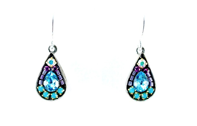 Aqua Mosaic Teardrop Earrings by Firefly Jewelry