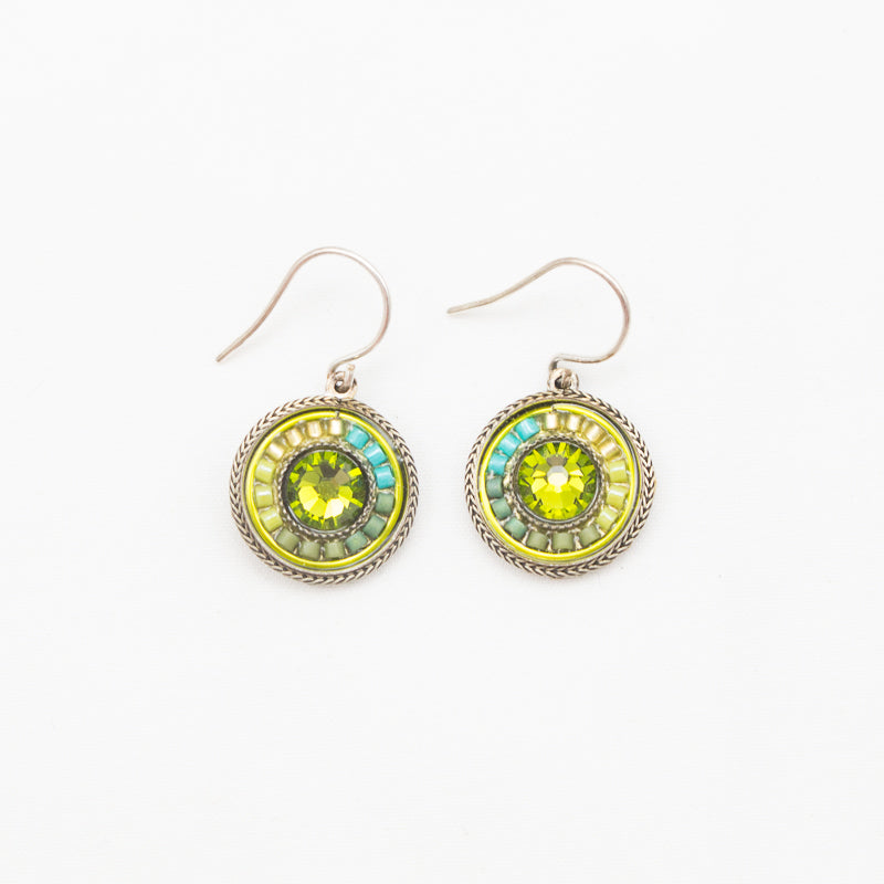 Olivine La Dolce Vita Crystal Round Earrings by Firefly Earrings
