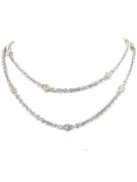 Heart Collection Clear CZ Stone Necklace with Clasp by John Medeiros