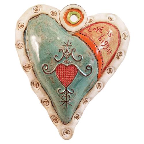 Hearts for Haiti with White Rim Ceramic Wall Art by Laurie Pollpeter