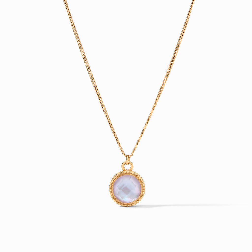 Fleur-de-Lis Solitaire Necklace Gold Iridescent Lavender Reversible by Julie Vos