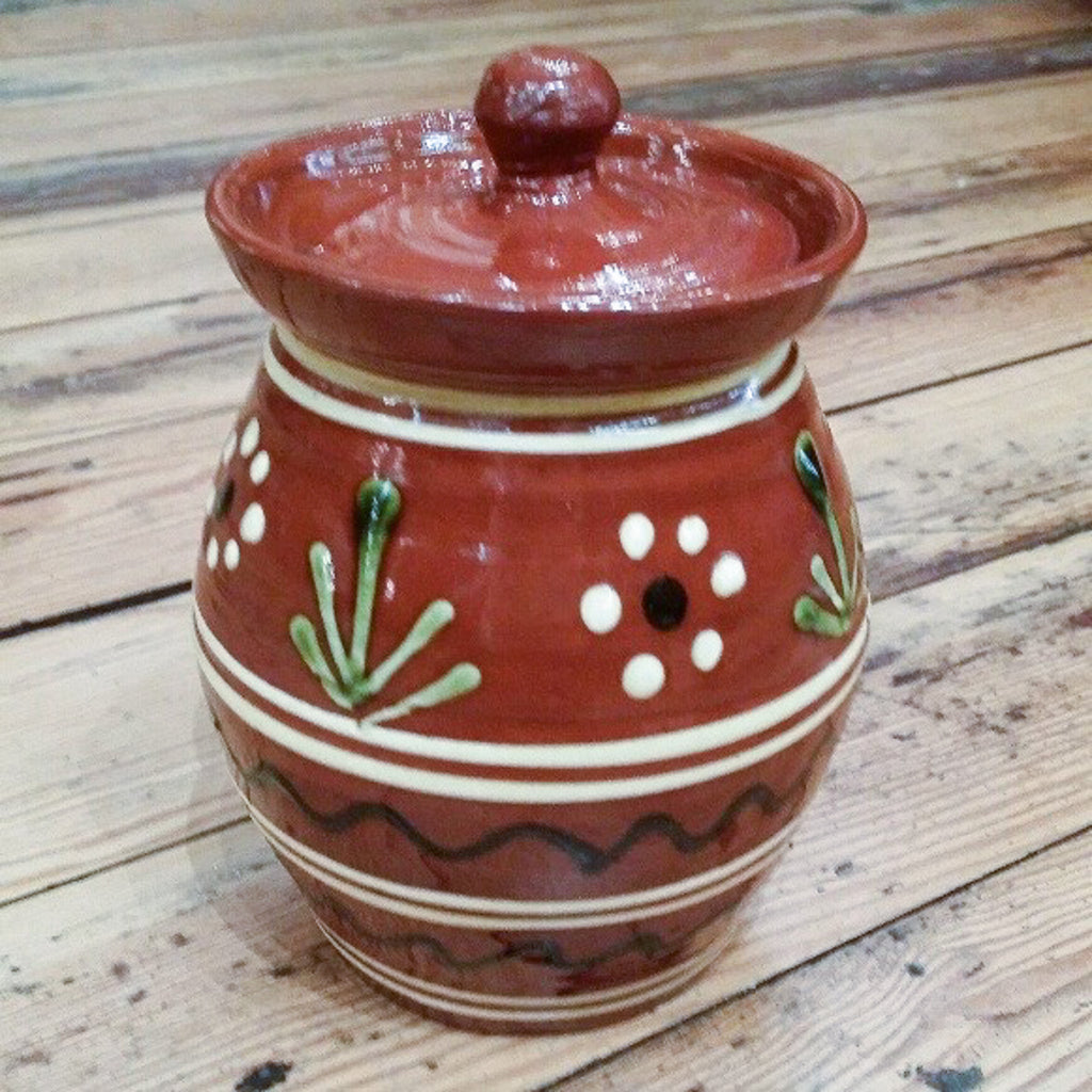 Redware Small Canister with Fern