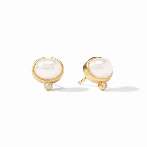 Antonia Gold Pearl Stud Earrings by Julie Vos