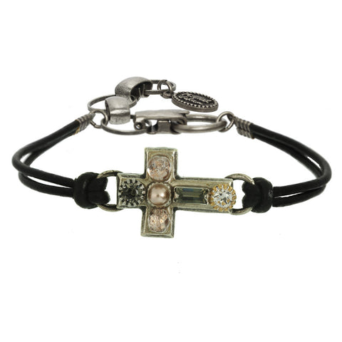 Small Cross Leather Bracelet by Michal Golan
