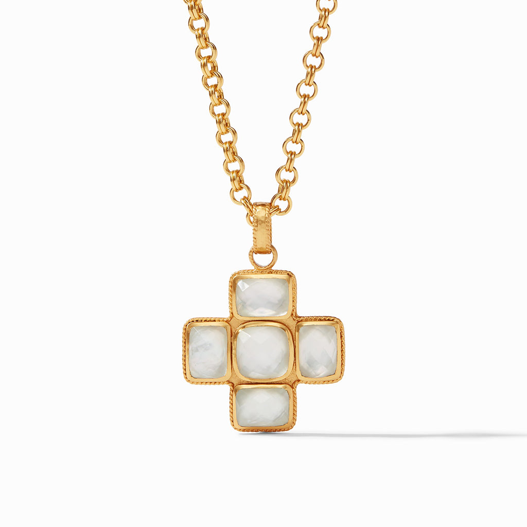 Savoy Pendant Necklace Gold Iridescent Clear Crystal by Julie Vos