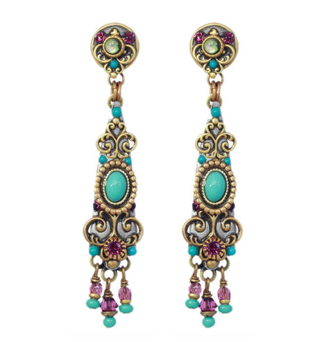 Turkish Bazaar Long Two Part Design Drop Earrings Michal Golan