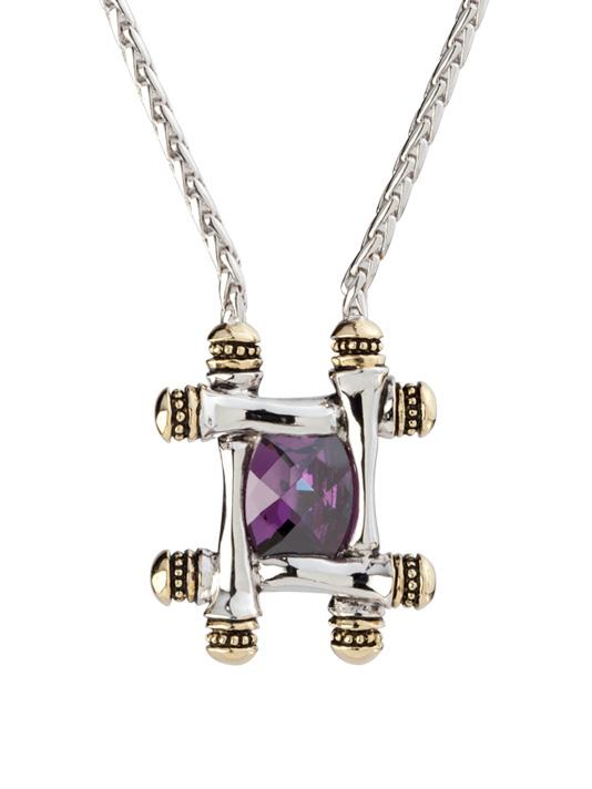 Cor Collection Square Pendant Necklace Amethyst by John Medeiros