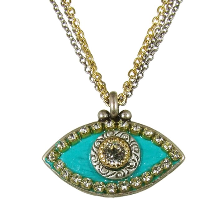 Green Eye with Clear Center Necklace