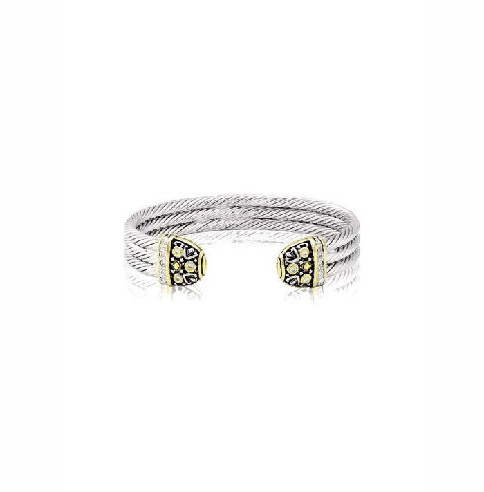 Pave Triple Wire Cuff Bracelet by John Medeiros