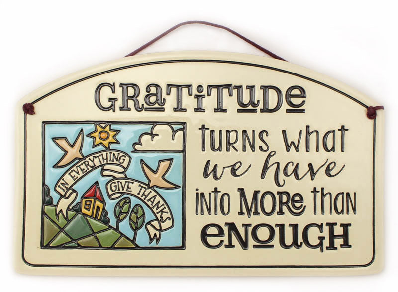 Gratitude Turns Large Arch Ceramic Tile