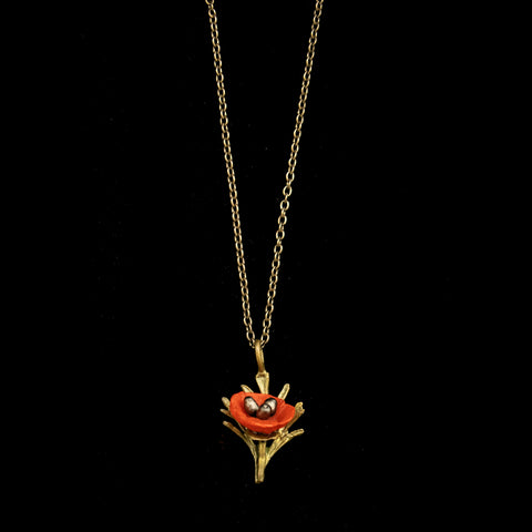 Red Poppy 16'' Adj. Petite Pendant By Michael Michaud