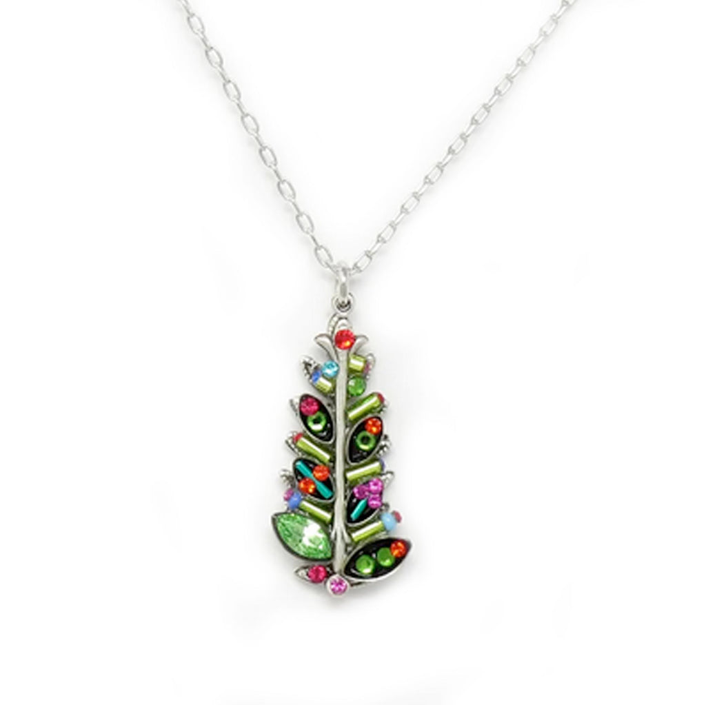 Multi Color Xmas Tree Pendant Necklace by Firefly Jewelry