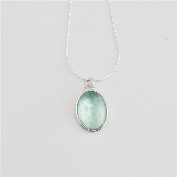 Simple Oval Washed Roman Glass Necklace
