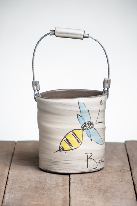 Small Bee the Change Bucket Hand Painted Ceramic
