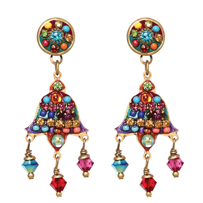 Multi Bright Two Part Three Dangle Earrings by Michal Golan
