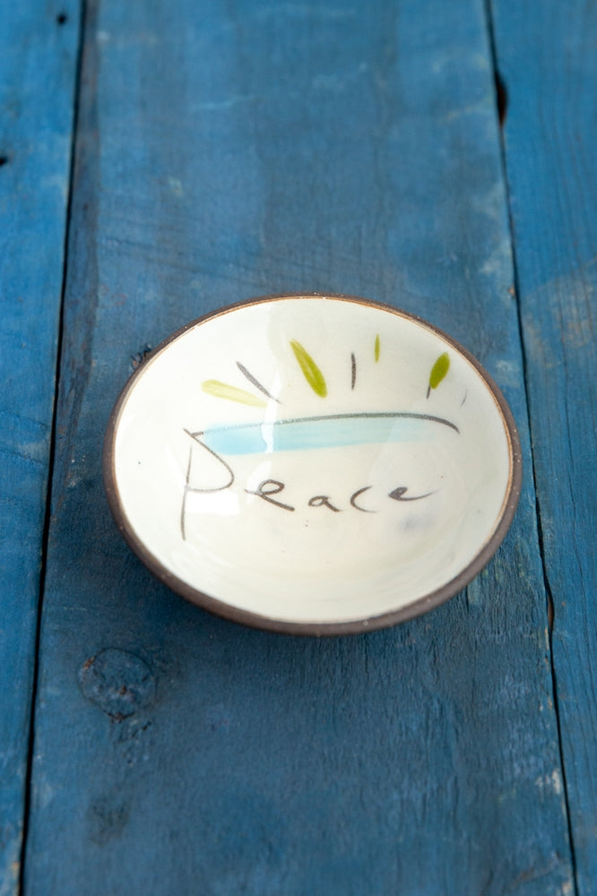 Peace Mini Oval Tray Hand Painted Ceramic