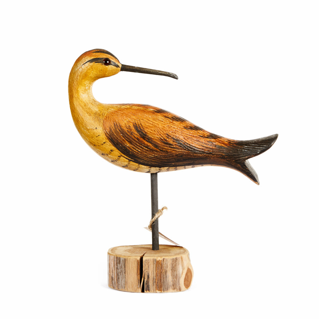 Hand Carved Preening Hudsonian Curlew