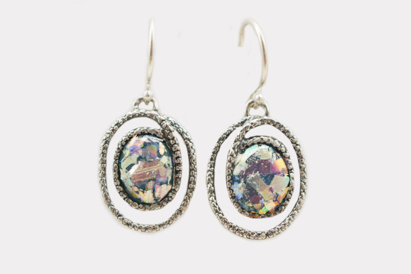 Oval Roman Glass Earrings