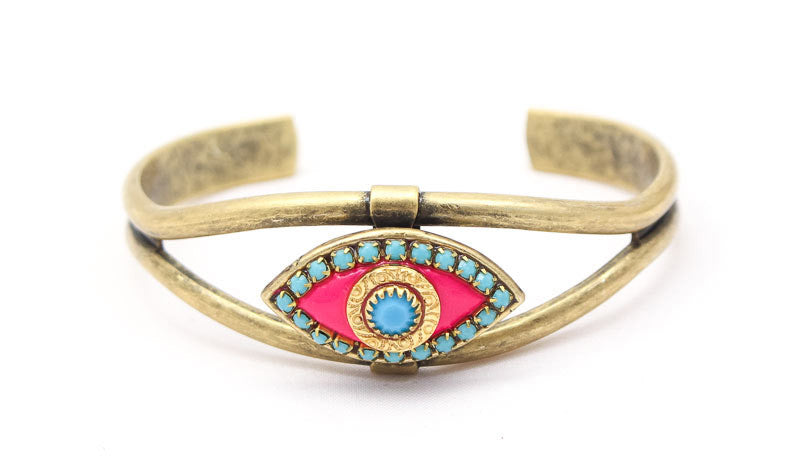 Pink and Blue Eye Cuff Bracelet by Michal Golan
