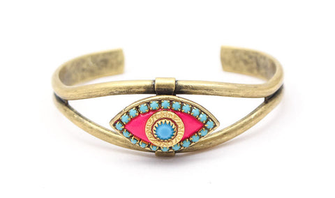 Pink and Blue Eye Cuff Bracelet by Michal Golan