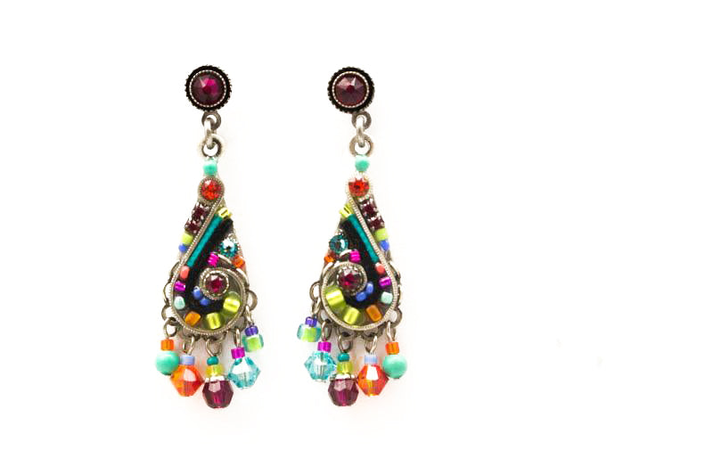 Multi Color Lavish Large Drop with Dangles Earrings by Firefly Jewelry