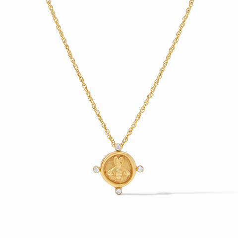 Bee Cameo Solitaire Gold Cubic Zirconia Necklace by Julie Vos