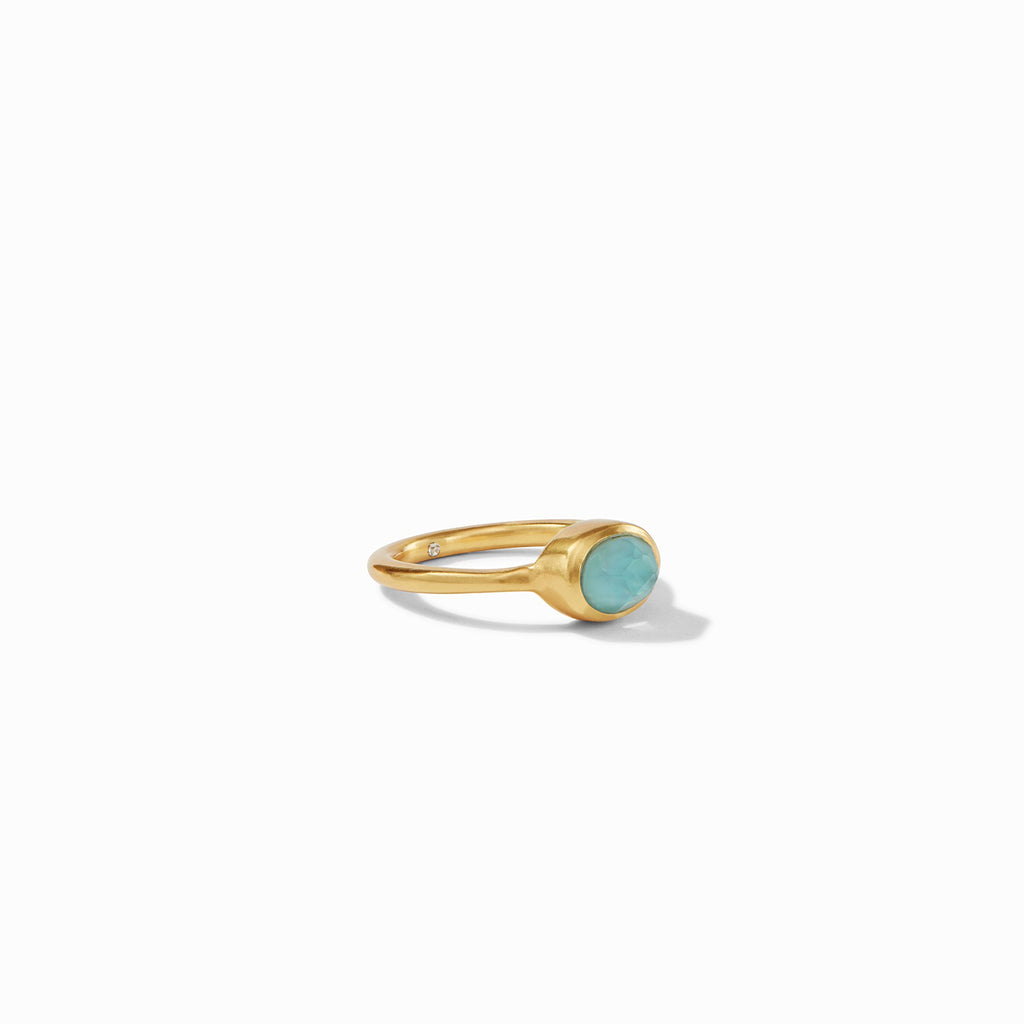 Jewel Stack Ring Gold Iridescent Bahamian Blue Size 7 by Julie Vos
