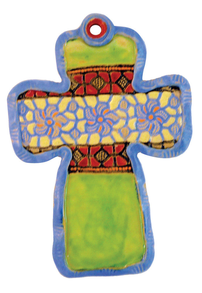 Stained Glass Band Flat Cross Ceramic Wall Art