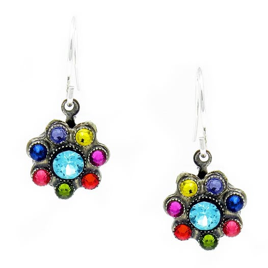 Multi Color Daisy Botanical Flower Earrings by Firelfy Jewelry