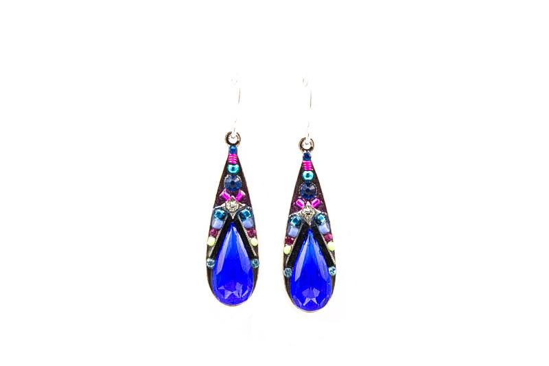Royal Blue Camelia Large Drop Earrings by Firefly Jewelry